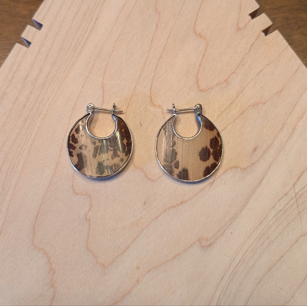 Vintage Indonesia 925 Silver Tortoise Hoop Earrings